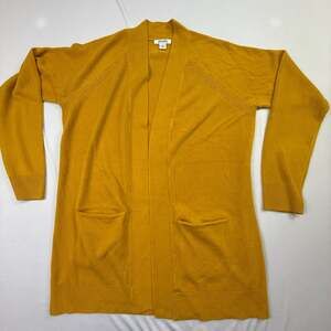 Hampshire Studio Mustard Yellow Open Front Cardigan Sweater Size L